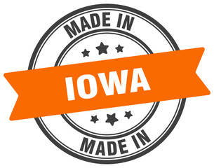 Made in Iowa round sign. Made in Iowa stamp.