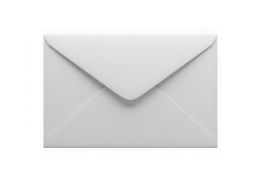 White envelope mockup for letter or invitation isolated on transparent background