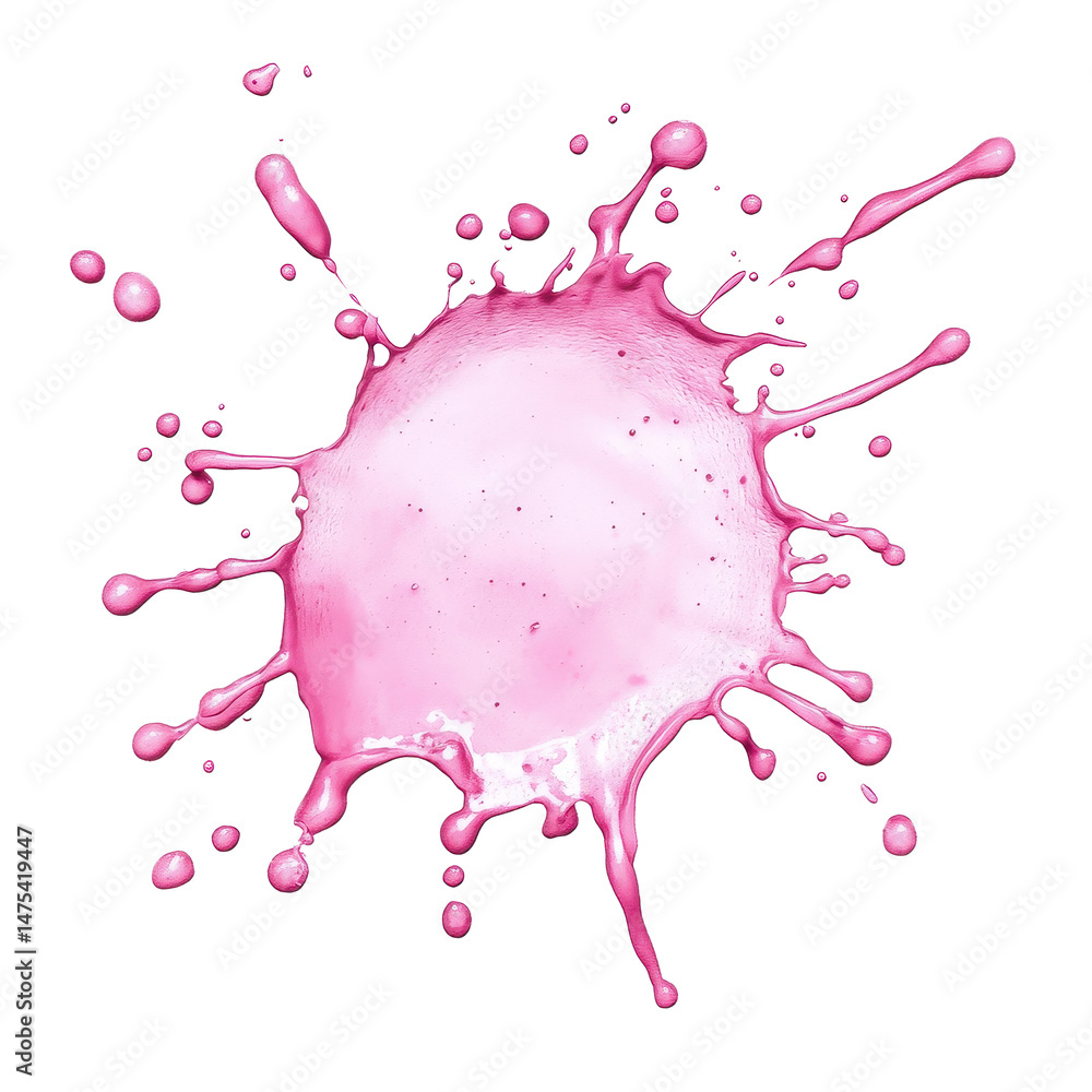 Poster bright pink stain design spreads across a clean transparent background creating an artistic splash e
