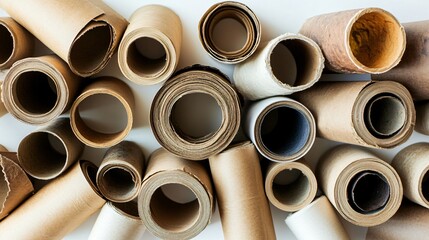Neatly Arranged Recycled Paper Rolls Showcase