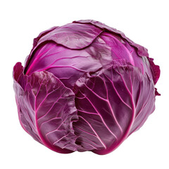 Obraz premium Fresh purple cabbage isolated on a clean Transparent background for culinary and health focused uses, purple cabbage isolated on PNG background