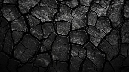 Fototapeta premium Dark cracked earth texture background abstract dry soil old rock grey arid stone black rough image