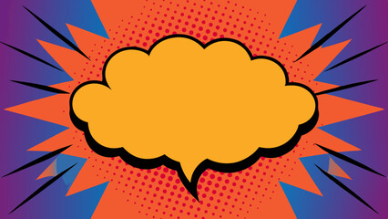 Bold Pop Art Explosion with Halftone Gradient and Burst – Vector template for ad, covers, posters.