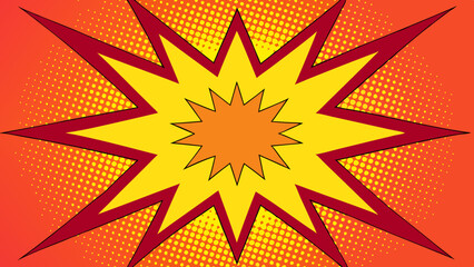 Bright Pop Art Explosion with Halftone Style No Text – Vector template for ad, covers, posters.