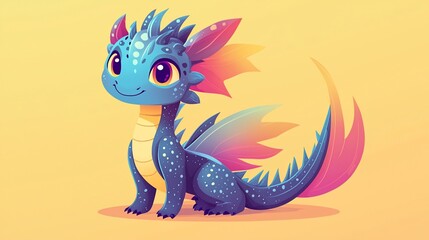 Cute dragon, cartoon, illustration, childlike