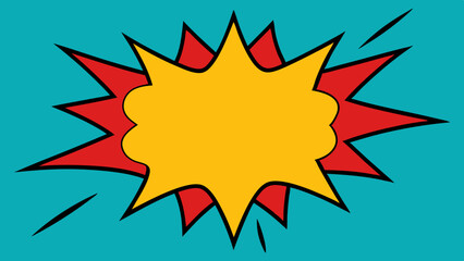 Comic panel with color burst and cartoon caption speech, Vector template for ad, covers, posters