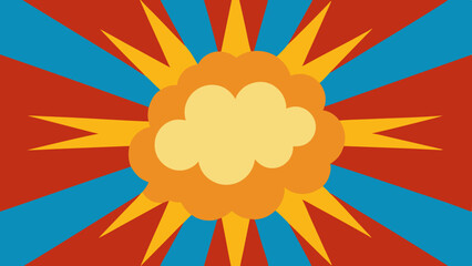 Comic style background with radial starburst and cloud, Vector template for ad, covers, posters