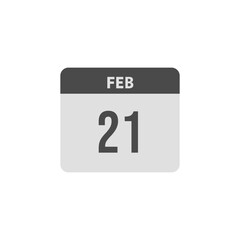 calender icon, 21 february icon with white background