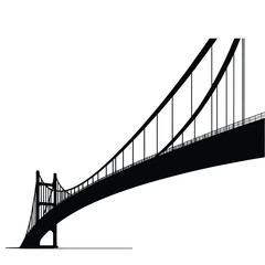Suspension Bridge Silhouette with Rising Cables in Minimal Style

