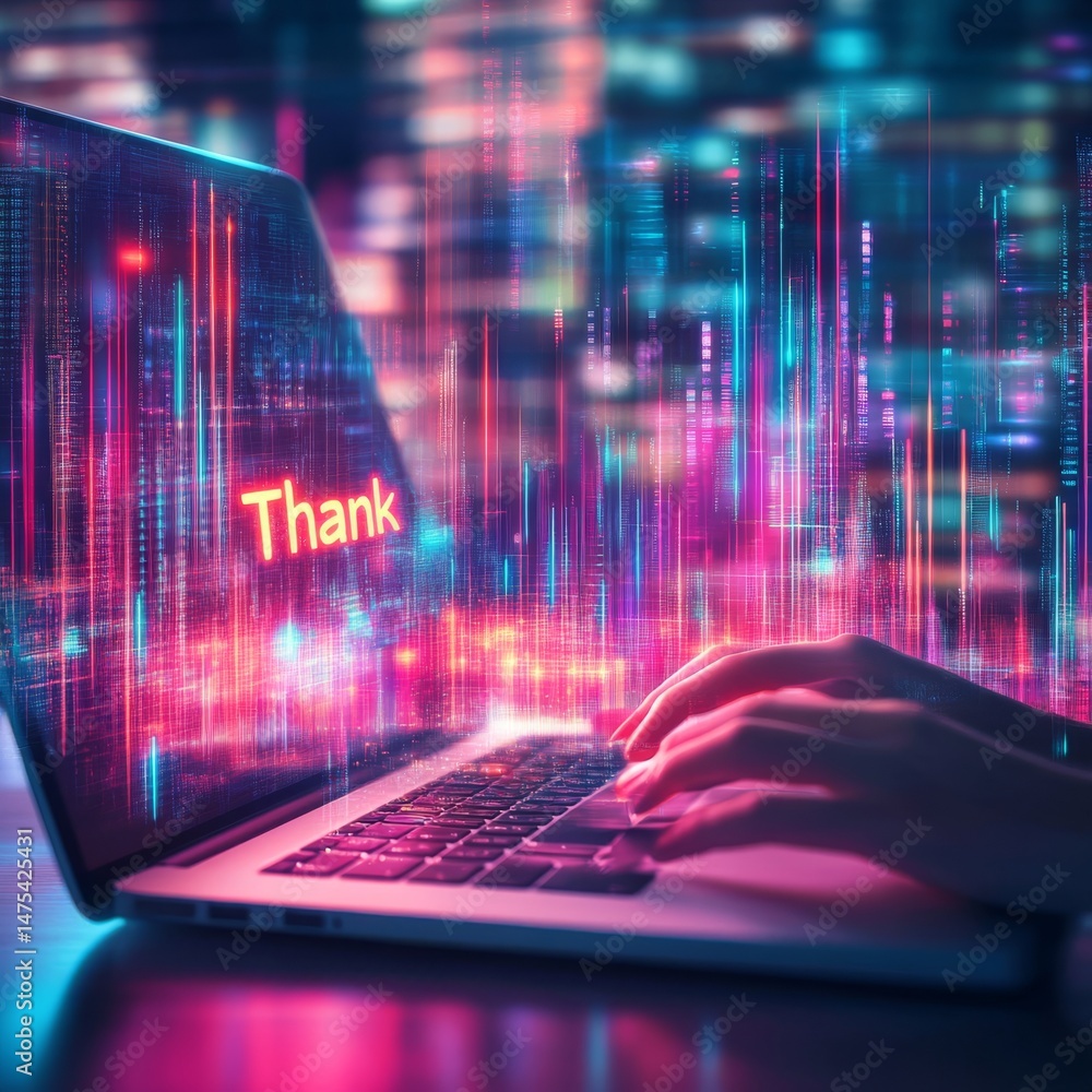 Poster expressing gratitude in the modern era involves utilizing technology