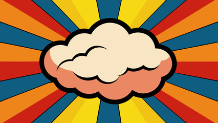 Pop Art Background with Expressive Cloud and Radial Design, Vector template for ad, covers, posters.
