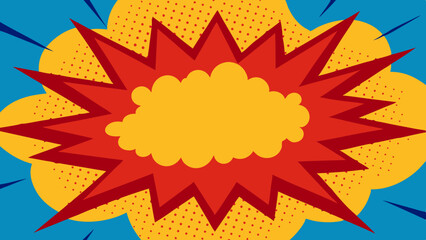 Pop Art Comic Background with Layered Halftone Effects and Explosive Design, Vector template for ad, covers, posters.