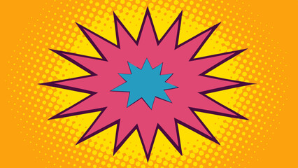 Fototapeta premium Pop Art Layout with Dotted Backdrop and Spiked Explosion - Vector template for ad, covers, posters