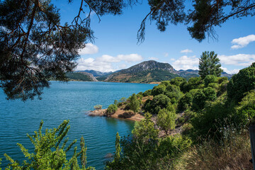 Mountain lake in Spain in the Picos de Europa Park in Cantabria
