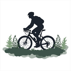 Fototapeta premium Black silhouette design of a bicycle rider
