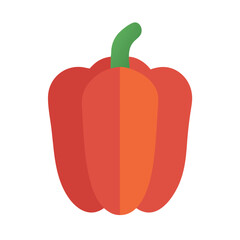 Minimalist Flat Red Bell Pepper Vegetable Illustration
