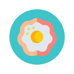 Cartoon fried egg in a circle, vector illustration