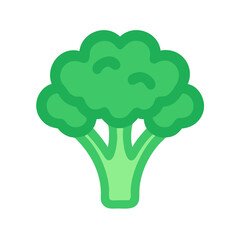 Green Broccoli Icon on Black Background, Healthy Vegetable