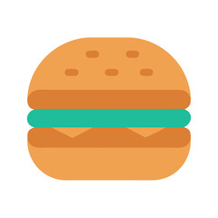 Simple Hamburger Icon on Black Background, Food Graphic