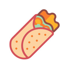 Cartoon Burrito Illustration on Black Background for Food