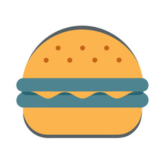 Modern Flat Design Hamburger Illustration on Black Background