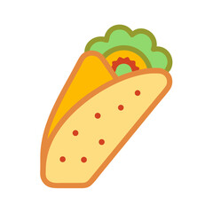 Delicious Taco Icon Illustration on Black Background