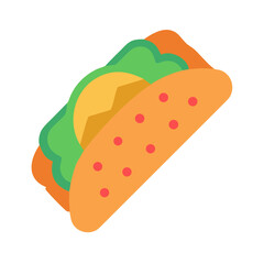 Colorful Icon of a Taco on Black Background
