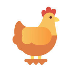 Illustration of a cute chicken in orange tones