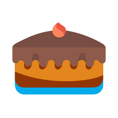 Chocolate cake icon on black background vector illustration