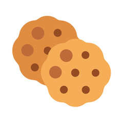 Two Chocolate Chip Cookies on Black Background Illustration