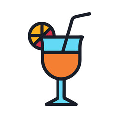 Colorful cocktail drink icon with a fruit slice
