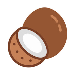 Fresh Coconut Fruit Illustration on a Black Background