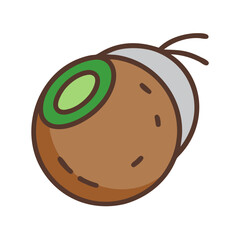 Fototapeta premium Kiwi fruit isolated on black background, flat illustration