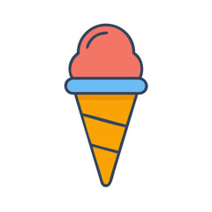 Simple Ice Cream Cone Icon on a Black Background