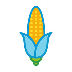 Cartoon Corn on the Cob Isolated on Black