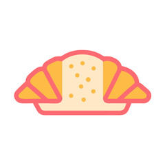 Colorful croissant illustration on black background, bakery design