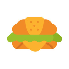 Delicious Croissant Sandwich with Cheese and Lettuce Illustration