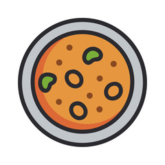 Illustration of Lentil Soup in a Bowl on Black