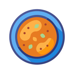 Bowl of Soup or Stew Flat Vector Illustration