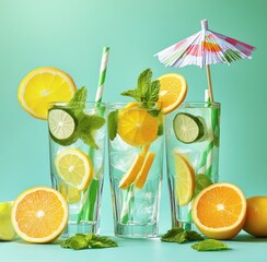 Citrus Drink with Mint and Ice