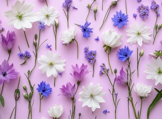 White, Blue, and Purple Flower Arrangement