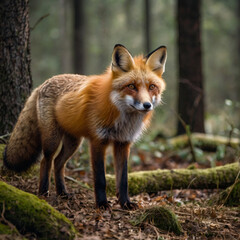 Obraz premium Winter’s Watchful Fox – Nature’s Silent Guardian in the Snow