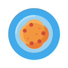 Chocolate chip cookie on a plate, top view