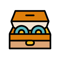 Cosmetic lenses container in a simple cartoon illustration
