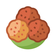 Delicious Falafel Balls on Green Plate, Isolated Illustration