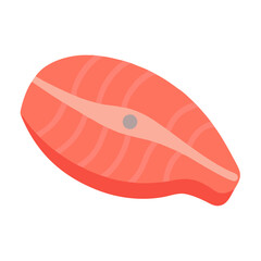 Salmon Steak Flat Illustration on Black Background
