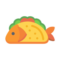 Cute cartoon fish taco vector illustration, colorful graphic