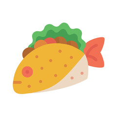 Whimsical Fish Taco Icon on a Black Background