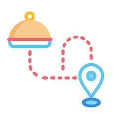 Food delivery route, location marker, vector illustration design