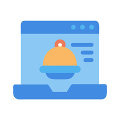 Online food delivery service on website platform icon